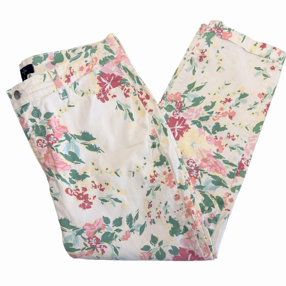 NYDJ Floral 5-Pocket Stretch Ankle Jeans 8 - Picture 2 of 10